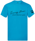 Roheart Energy Flows Where Attention Goes Light Blue T-Shirt